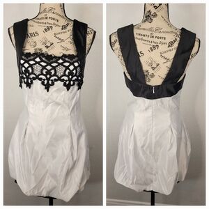 Jessica McClintock Mini Dress Sz 8 Satin Embroidered Bubble Hem Whimsycal Fairy